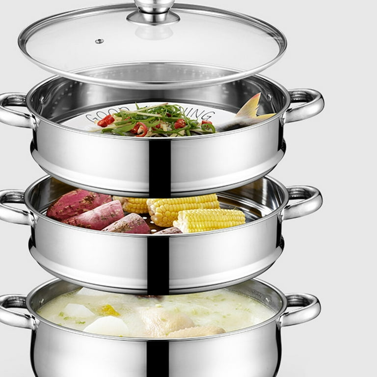 Steamer Pot for Cooking 12 inch Steam Pots with Lid 5-tier Multipurpose  Stainless Steel Steaming Pot Cookware with Handle for Vegetable, Dumpling,  Stock, Sauce, Food 