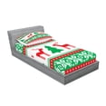 thumbnail image 2 of Ambesonne Christmas Fitted Sheet & Pillow Sham Set, Holiday Season Deer, Twin, Red Green White, 2 of 2