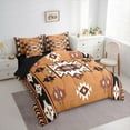 thumbnail image 3 of Feelyou Brown Aztec Geometric Bedding Comforter Set 7 Pieces, Vintage Western Bohemian Full Bedding Set, Hippie Tribal Style Reversible Fitted Sheet Flat Sheet, Lightweight Room Decor, 3 of 7