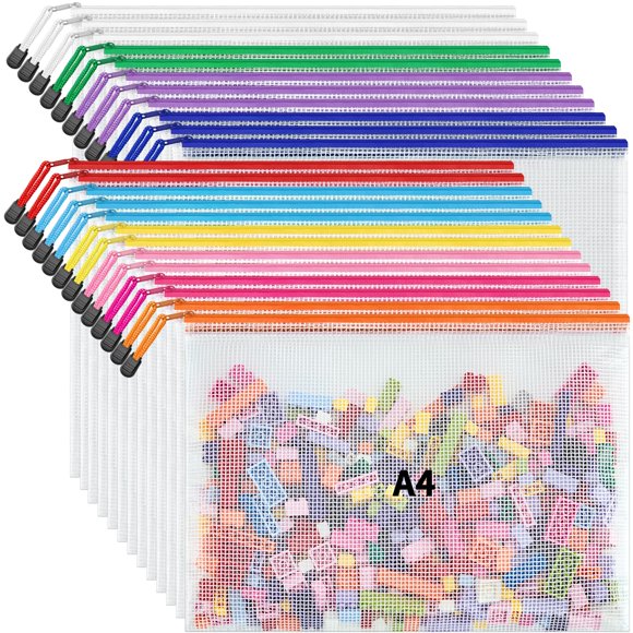 Funda de malla JARLINK para documentos, tamaño carta A4, 24 unidades, 10 colores