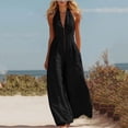 thumbnail image 3 of MLCDZ Women's Zip Up Wide Leg V Neck Sleeveless One Piece Jumpsuit Dressy Casual Lightweight Breathable Summer Outdoor Activities Rompers with Pockets, 3 of 7