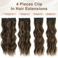 thumbnail image 3 of Clip in Long Wavy Synthetic Hair Extension 24 Inch Balayage Dark Brown to Chestnut 4PCS Thick Hairpieces Fiber Double Weft Hair for Women, 3 of 7
