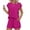 Hot Pink, variant on Ekouaer Two Piece Sets for Women Summer Crew Neck Lounge Short Sets Cap Sleeve Drawstring Vacation Outfits with Pocket