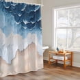 thumbnail image 6 of Blue Beige Shower Curtains for Bathroom, Ombre Ocean Abstract Sea Wave Beach Sand Washable Fabric Shower Curtain with Hooks Waterproof Bathroom Decor Sets, 72 x 78 Inches, 6 of 9
