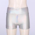 thumbnail image 3 of Miaeowve Women's Shiny Metallic Leather Yoga Booty Shorts Hot Pants Rave Party Club Bottoms Silver B XL, 3 of 7