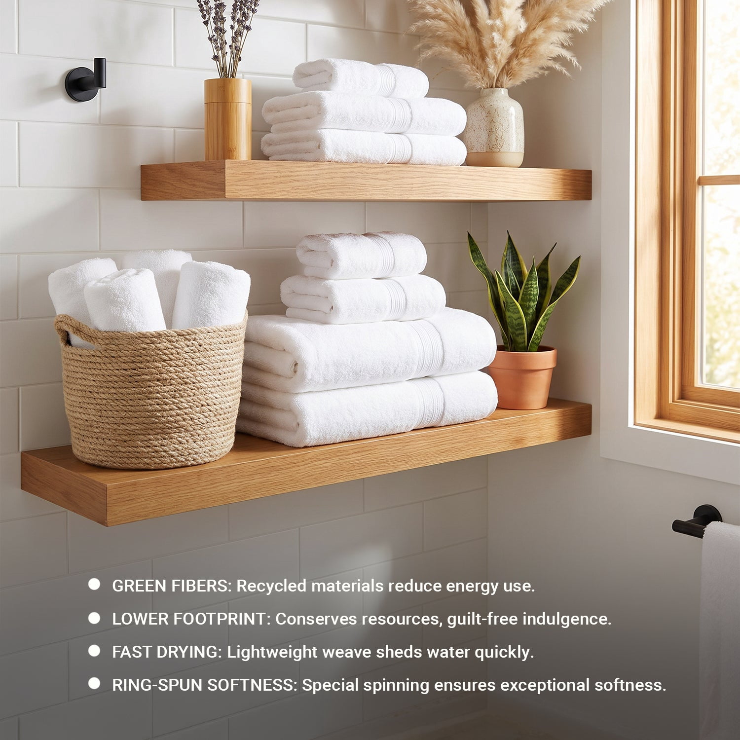 Superior Eco-Friendly Cotton 12-Piece, White, Washcloth Set
