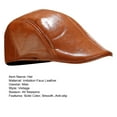 thumbnail image 7 of Joernso Men Hat Vintage Style Solid Color Smooth Faux Leather Advanced Hat Mid-aged Men Beret Cold Weather Hiking Traveling Cap English Newsboy Cap, 7 of 7