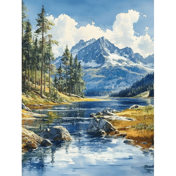 Mountain Lake Landscape Canvas Print/Wall Art,Suitable for Living Room,Bedroom,Office,Hotel, and Gallery Wall Decor.