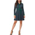 thumbnail image 2 of INSPIRE CHIC Tie Waist Contrast Plaid Shirt Dress Green XL, 2 of 6