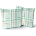 thumbnail image 2 of Blue Teal Pillow Covers 18x18 Set of 2 Light Blue Grey Buffalo Plaid Holiday Decorative Throw Pillows Spring Summer Decorations Pillowcase Cotton Square Cushion Cover Decor for Home Couch Bed Soft, 2 of 6