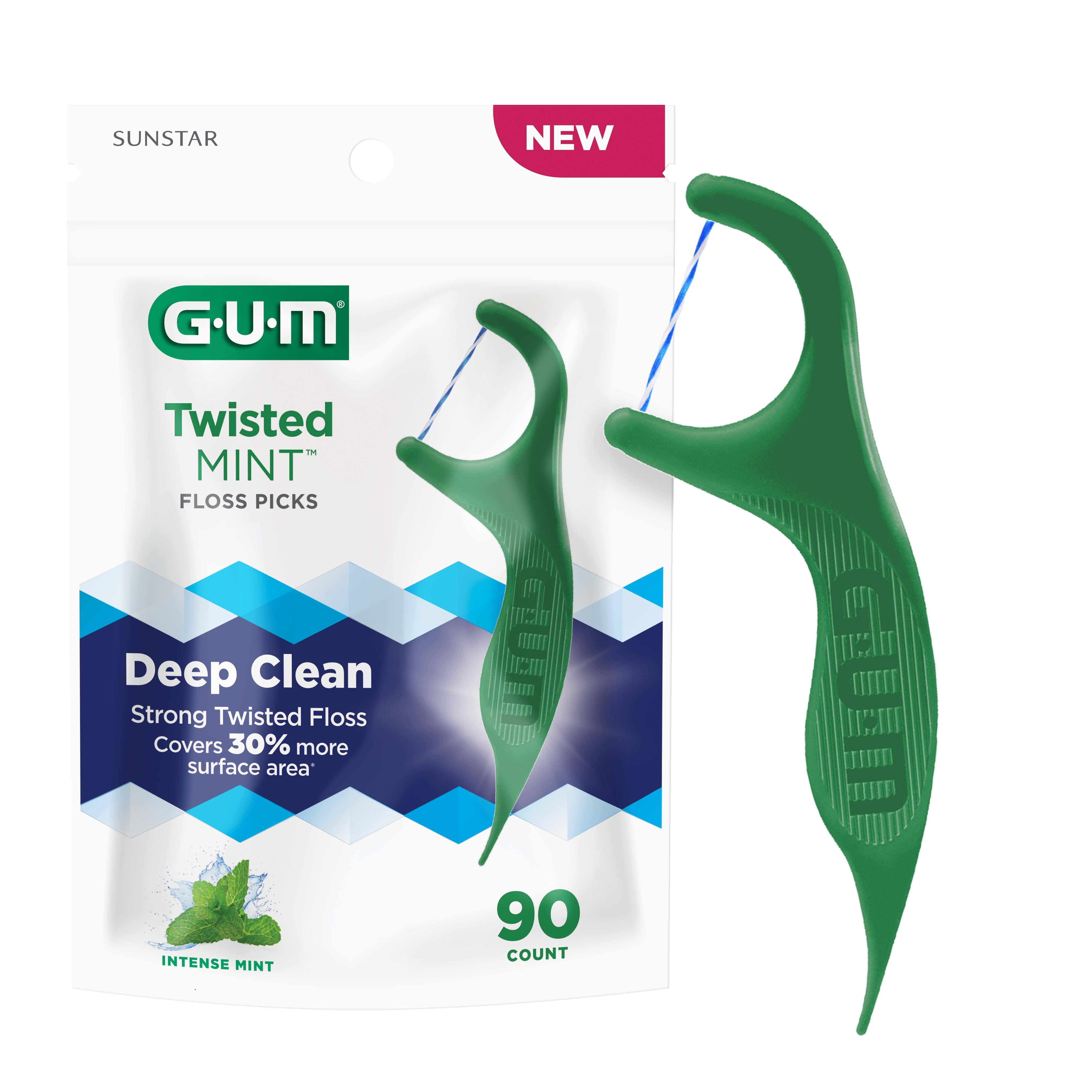 Pack of 2 GUM Twisted Mint Flossers - Intense Mint, 90 ct