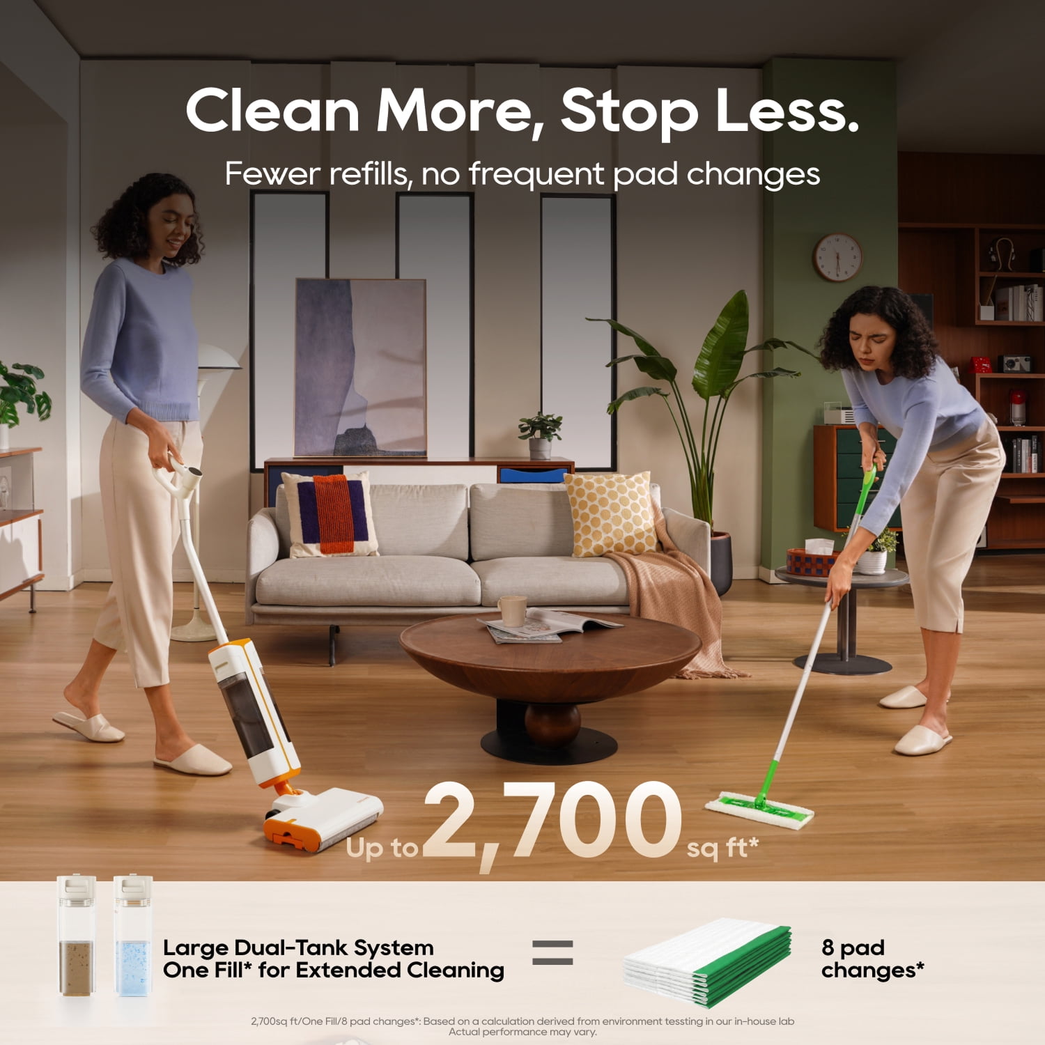Dreame FloorX 110 Cordless Wet Dry Floor Washer for Tile, Marble, Wood & Laminate, Self-Cleaning Brush, Dual-Tank, 165° Lie-Flat, 45 Min, HMP16B