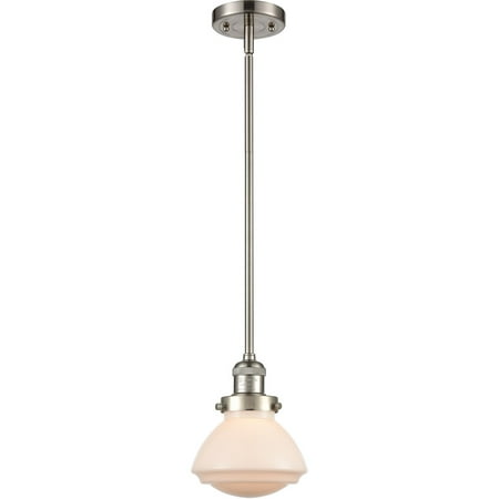 

Brushed Satin Nickel Tone Mini Pendants 7 Wide Matte White Glass Steel/Cast Brass Medium Base 1 Light Fixture
