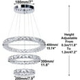 thumbnail image 4 of FRIXCHUR 3 Rings Crystal Chandelier, Modern LED Round Pedant Lighting Stainless Steel Height Adjustable Ceiling Light for Living Room Bedroom Closet (White Light), 4 of 11