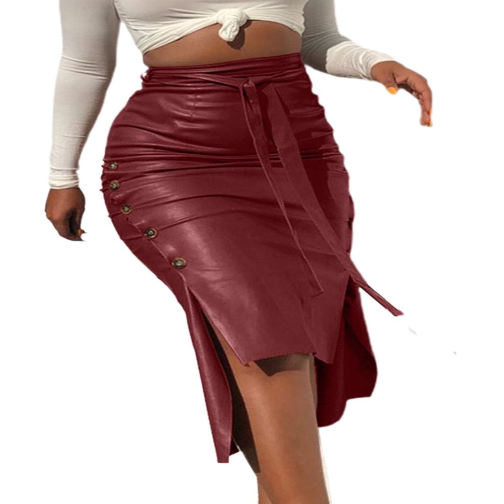Knee length faux leather pencil skirt discount