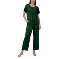 thumbnail image 2 of OIOLOYJM 2 Piece Post Surgery Recovery Sets for Men Women Cotton Soft Breathable Tear Away Side Snap Outfits Short Sleeve Shirt and Lounge Pants Sets Dark Green 2XL, 2 of 5