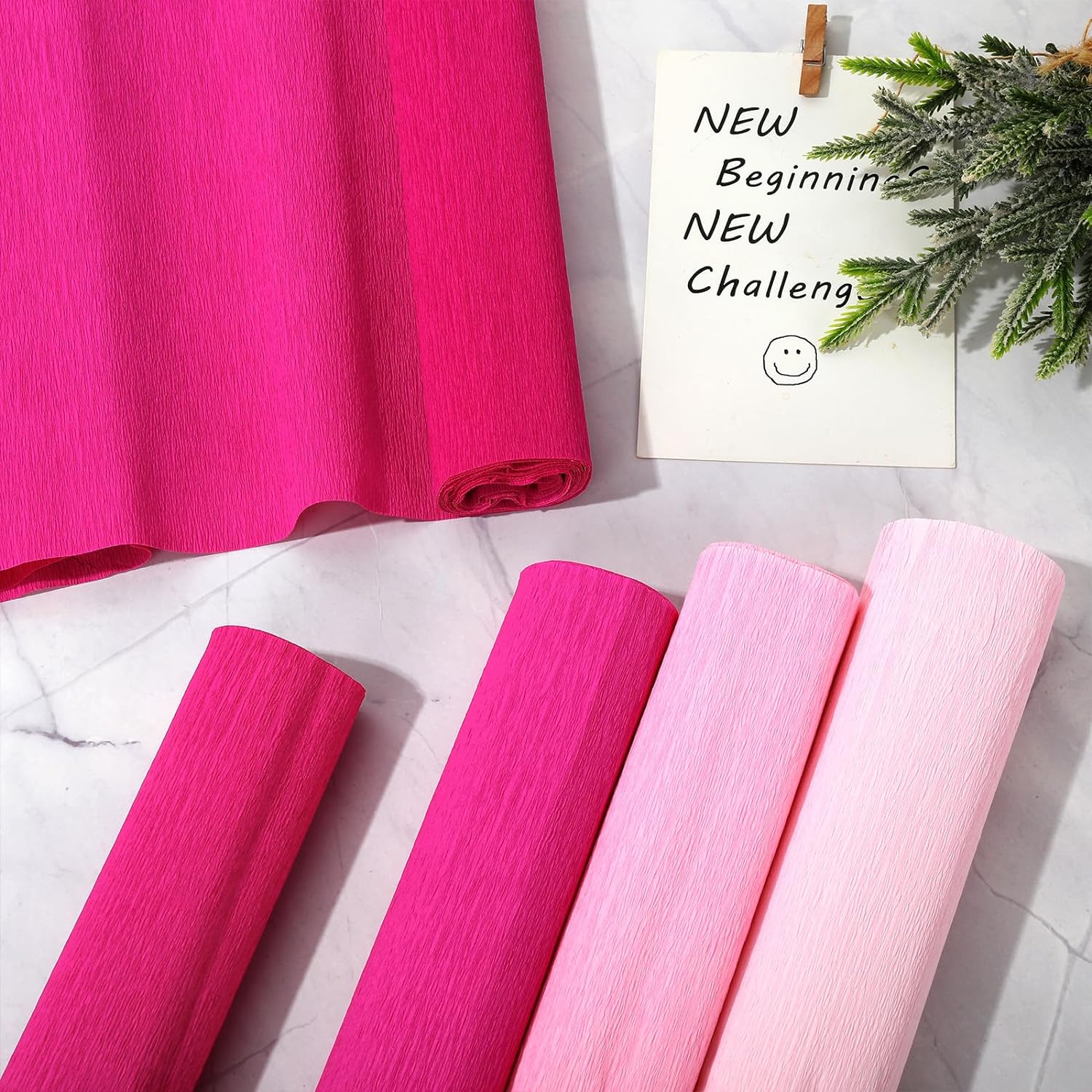 8 Rolls 65.6ft Pink Crepe Paper Streamers 25 x 250cm 4 Colors Party Streamers Pink Theme Crepe Paper Roll Decorative Craft Streamer for DIY Gift Wrapping Crafts Decor