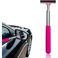thumbnail image 1 of Side Mirror Squeegee, 8.6" to 38.5" Stainless Steel Retractable Window Cleaning Tools, No Disassembly and Cleaning Required, Compact and Portable Window Squeegee for Rainy Foggy Weather(Pink), 1 of 7