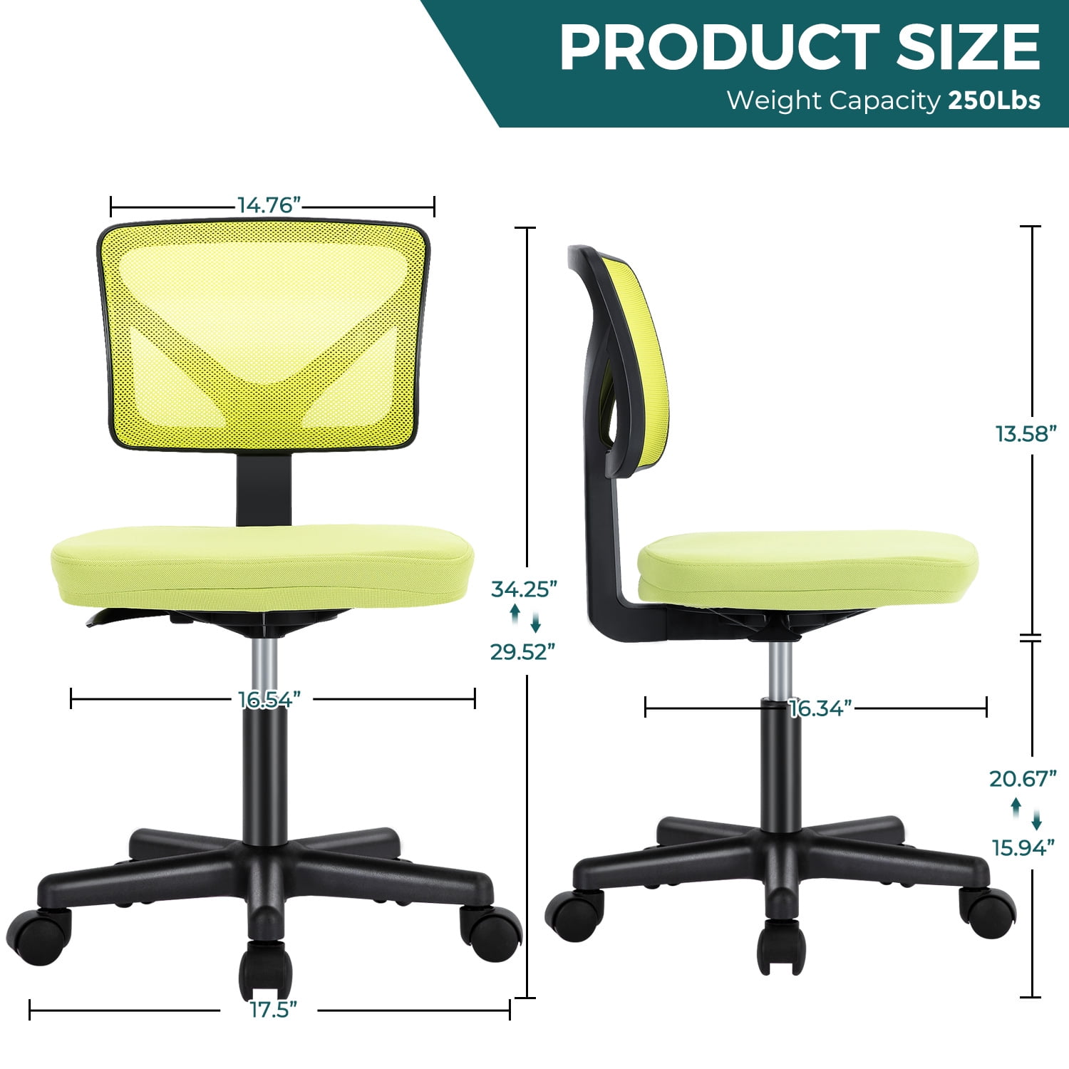 Aukfa Desk Chair Home Office Chair with Lumbar Support, Black,