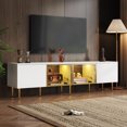 thumbnail image 1 of MODERNLUXE 67" TV Stand for TVs up to 75", Modern TV Console Table with LED lights,Storage Cabinets and 4 Doors,Rectangle Entertainment Center for Living Room,White, 1 of 8