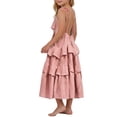 thumbnail image 6 of HJYCHN Kids Dress Spaghetti Strap Tiered Cake Maxi Dress with Bohemian Style for Back to School Dresses for Girls 16 Years, 6 of 6