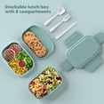 thumbnail image 2 of Ahot Adult Lunch Box,3 Stackable Bento Lunch Containers for Adults, Modern Minimalist Design Bento Box with Utensil Set, Leak-Proof Lunchbox for Dining Out, Work, Picnic, 2 of 7