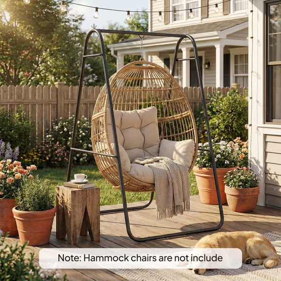 Outsunny Hammock Chair Stand Only, Hanging Chair Stand, Heavy Duty Solid Steel A-Frame for Hanging Hammock, Max Load 330 LBS, Black