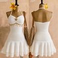 thumbnail image 6 of ZXLBBD Girls' Summer Beach Dress for Girl Sleeveless Halter Neck Cake Dress with Embellishments Casual Kids Outfit Clothes Sets,White,Size 15 Y-16 Y, 6 of 7