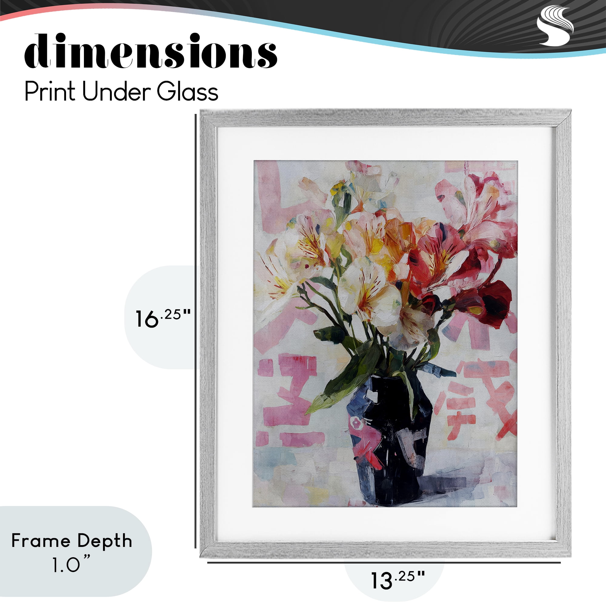 Stupell Industries Zen Blooms Bouquet Gray Framed Print Under Glass, design by Svetlana Aleynikova