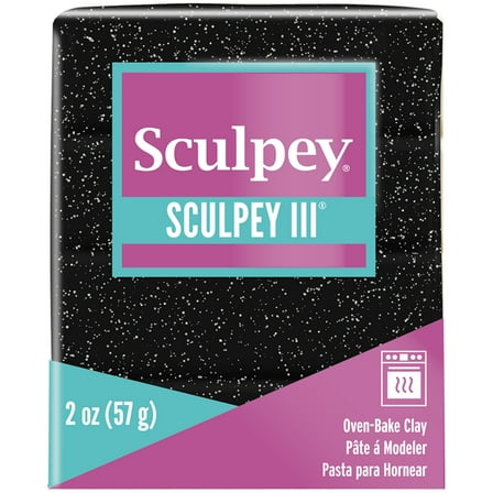 Sculpey III Oven-Bake Clay 2oz-Black Glitter