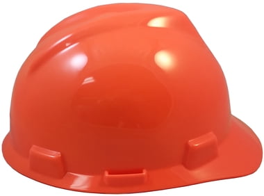 MSA V-Gard Cap Style Hard Hats w/FasTrac III Suspensions and Handy Tote Bag - Hi Viz Orange
