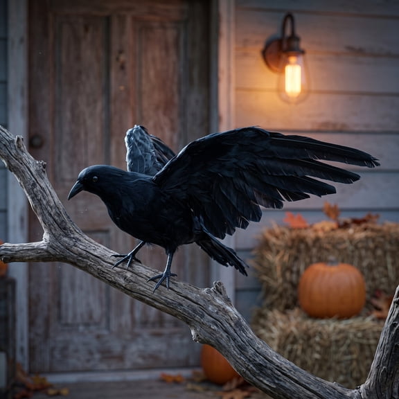 Sahpxhe Artificial Black Crow Halloween Decoration with Detailed Feathers for Indoor or Outdoor Spooky Scene Halloween Decor