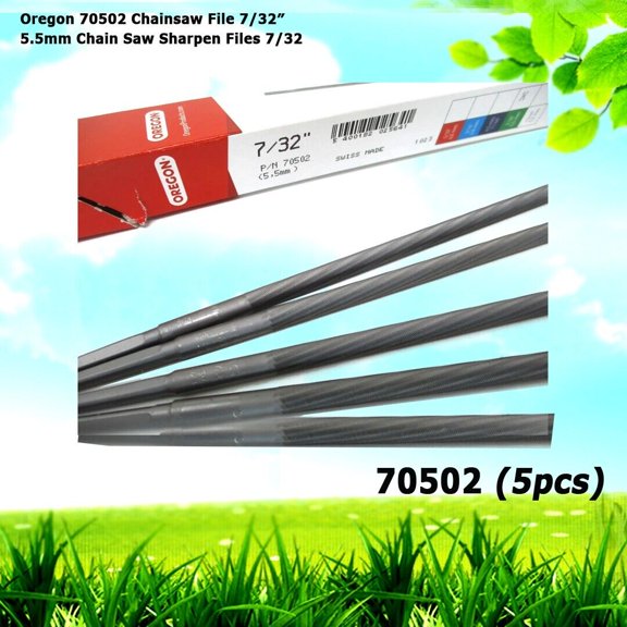 Oregon 70502 Chainsaw File Set - 5 Pack 7/32" (5.5mm) Professional Chain Saw Sharpening Files for 3/8" & .404" Chains