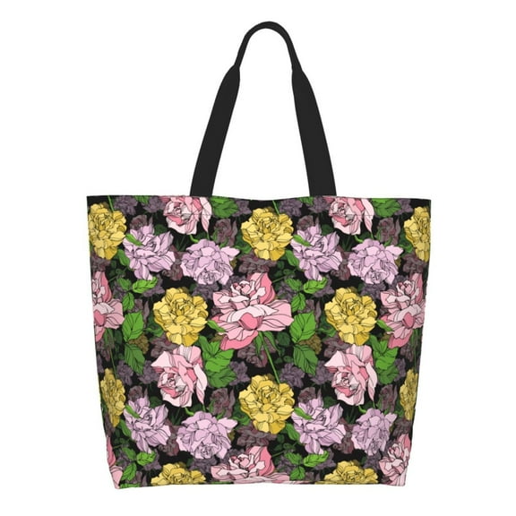 Disketp Colorful Roses Tote Bag for Women, Handbag Shoulder Tote Bag, for Shopping and Travel