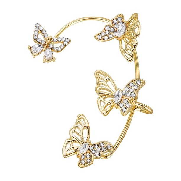 Colección de aretes de botón para mujer, aretes de mariposa sin orificio para la oreja, 1 par