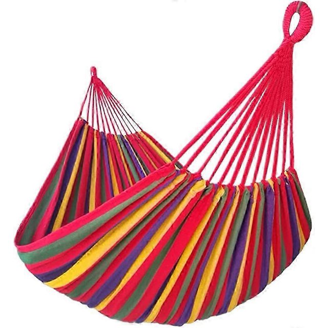 Brazilian Double Hammock 2 Person Extra Large 200x150cm Total Length 280cm Load 300kg Canvas Cotton Hammock (rainbow) Xxl