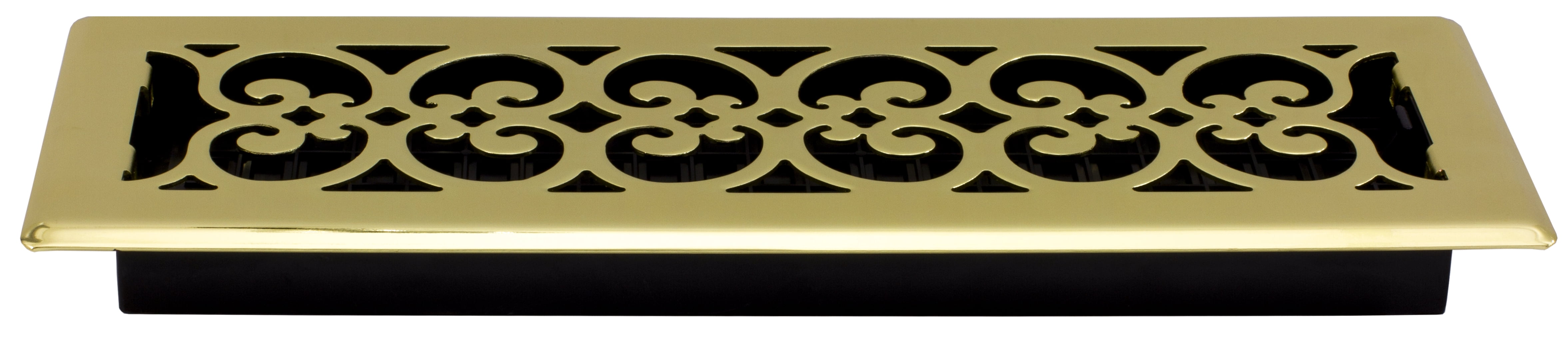 Decor Grates 4" x 14" Decor Design Steel Plated Bright Brass Floor Register