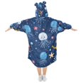 thumbnail image 2 of FORMRS Wearable Blanket Hoodie with Sleeves for Kids Cozy Flannel Sweatshirt, Blue Jellyfish, 2 of 7