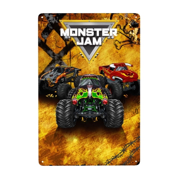 Retro Metal Tin Sign Monster Truck Jam Wall Decor Poster for Home Club Coffee 8"x12"