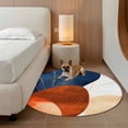 thumbnail image 2 of Round Rugs 5Ft, Navy Blue Burnt Orange Round Area Rug Washable Indoor Throw Carpet, Modern Vintage Geometric Soft Non Slip Circle Rug for Cabinet Bathroom Home Decor Aesthetic, 2 of 8