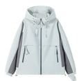 thumbnail image 5 of ECHFIPROM Hiking Rain Jacket for Men Gray Hooded Running with Pockets Heavyweight Work Zip up Adults Rain Coat Waterproof 3XL, 5 of 9