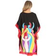 thumbnail image 2 of Sakkas Trina Women's Casual Loose Beach Poncho Caftan Dress Cover-up Many Print - Black - One Size, 2 of 5