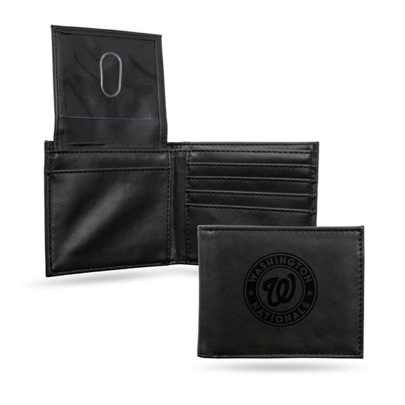 Washington Baseball Nationals Black Bilfold Wallet with clear ID display