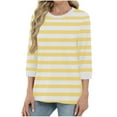 thumbnail image 3 of Dvprdro Womens Striped Printed 3/4 Sleeve Tops Casual Round Neck Pullover Blouse Fashion Loose T-Shirt Top, 3 of 5