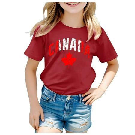 

Girls Shirts Size 18 Girls Short Sleeve Tee Summer Crewneck T Shirt Casual Fit Basic Shirts Teen Girl Clothes B-Red 110