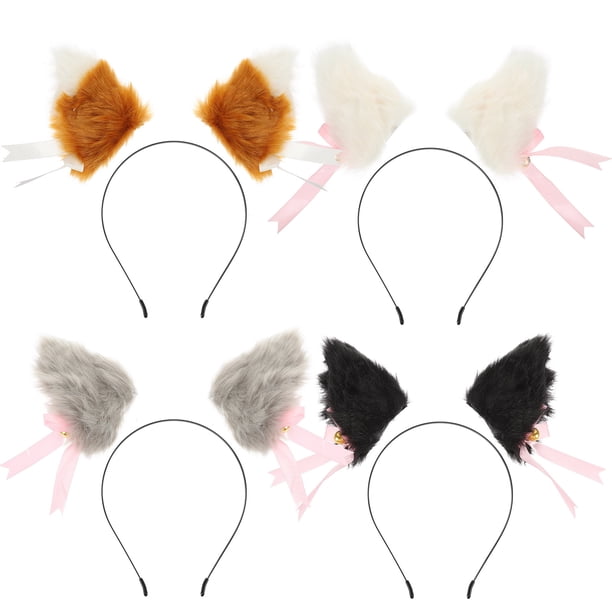 4 pares de chicas niñas clips de pelo bowknot gato oreja tocado accesorio para el cabello encantador