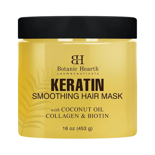 Mascarilla capilar de queratina Botanic Hearth - Colágeno de biotina y aceite de coco - para cabello tratado seco y dañado - Restaura la reparación, suaviza el acondicionamiento y fortalece todo tipo