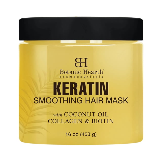 Mascarilla capilar de queratina Botanic Hearth - Colágeno de biotina y aceite de coco - para cabello tratado seco y dañado - Restaura la reparación, suaviza el acondicionamiento y fortalece todo tipo