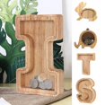thumbnail image 2 of Hucha de madera de 26 letras, Caja de Ahorro de madera maciza, almacenamiento de monedas, adorno de escritorio, decoración, manualidades, regalos de navidad, 2 of 4