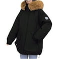 thumbnail image 3 of Gamivast Winter Coats for Women Printed Oversized Zip up Faux Fur Hooded Winter Jackets with Multiple Pockets Cuffed Long Sleeve Parka Outerwear Trendy Clothing, 3 of 6